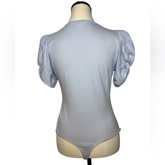 Free people Ava bodysuit puff sleeve with scoop neckline thong size large - Picture 6 of 11